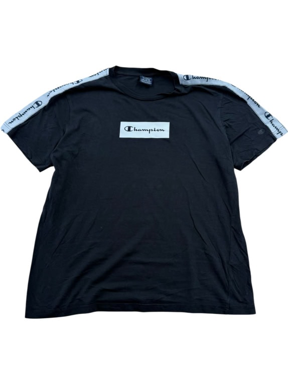 CHAMPION T-Shirt CASUAL Box Logo Tape Μαύρο Ανδρικό XL