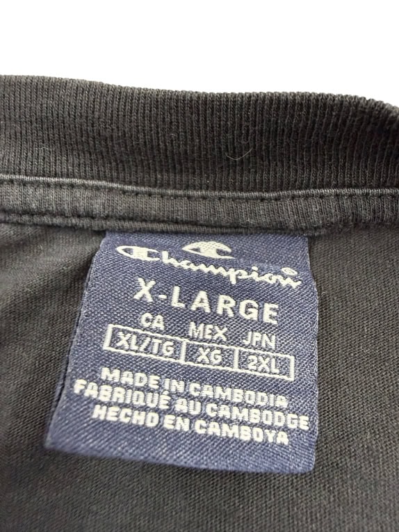 CHAMPION T-Shirt CASUAL Box Logo Tape Μαύρο Ανδρικό XL