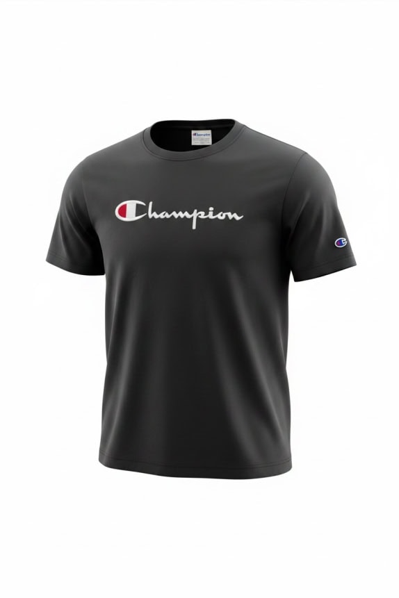 CHAMPION T-SHIRT CON LOGO RICAMATO NERO UNISEX M