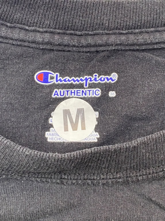 CHAMPION T SHIRT GRAPHIC COLLEGIATE FADED BLACK UNISEX PRE OWNED M