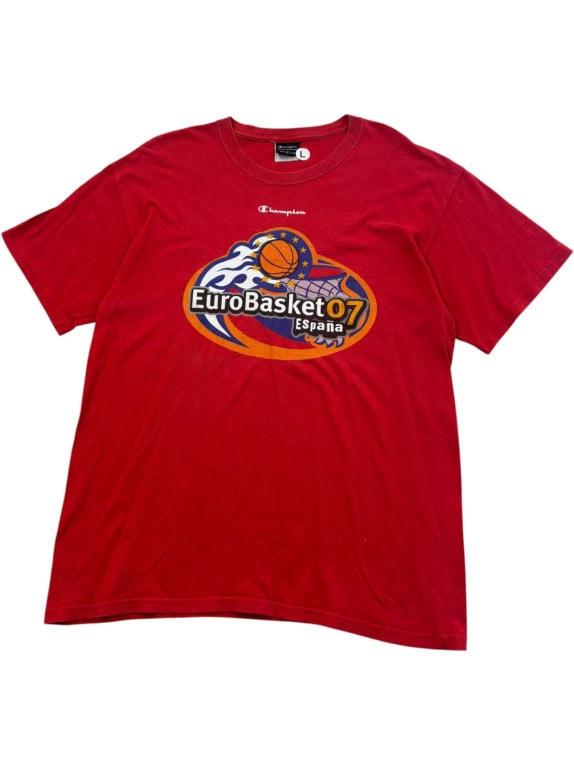 CHAMPION T SHIRT GRAPHIC SPORTSWEAR ΚΟΚΚΙΝΟ ΑΝΤΡΙΚΟ PRE OWNED L