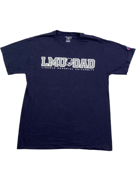 CHAMPION T-SHIRT LMU DAD UNIVERSITY LOGO NAVY BLUE UNISEX M