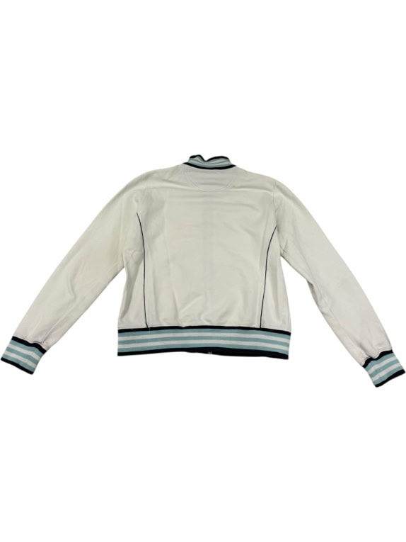 CHAMPION TRACK JACKET ΛΕΥΚΟ ΜΕ ΡΙΓΕΣ ΤΥΡΚΟΥΑΖ & ΦΕΡΜΟΥΑΡ - M