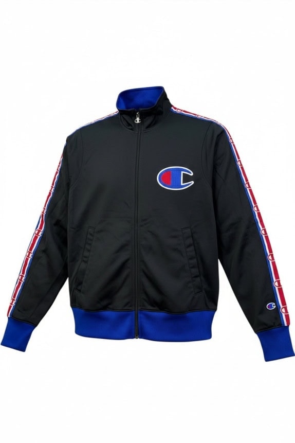 CHAMPION TRACK JACKET SPORTSWEAR BLACK MENS PRE OWNED S