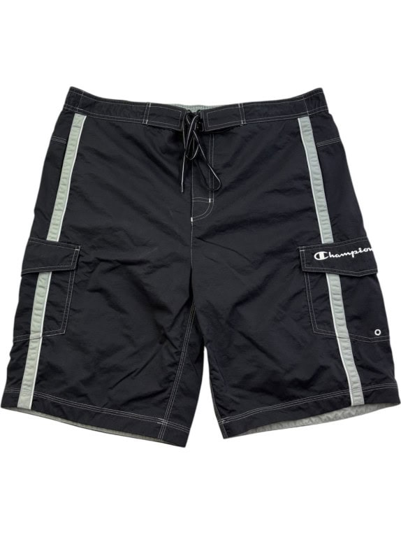 CHAMPION SWIM SHORTS CARGO SPORTSWEAR BLACK MENS PRE OWNED XL