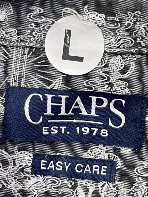 CHAPS RELAXED FIT SHIRT BLACK MENS PRE OWNED L