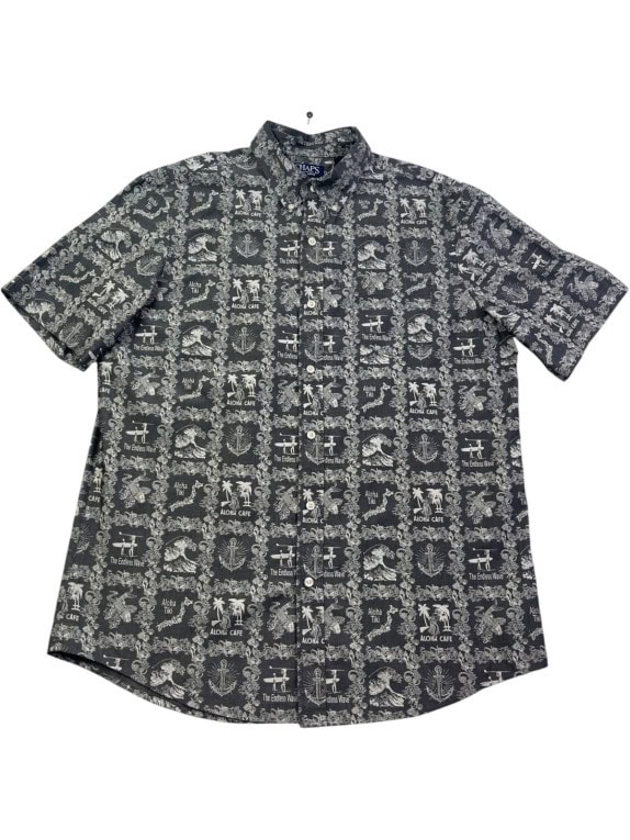CHAPS RELAXED FIT SHIRT BLACK MENS PRE OWNED L