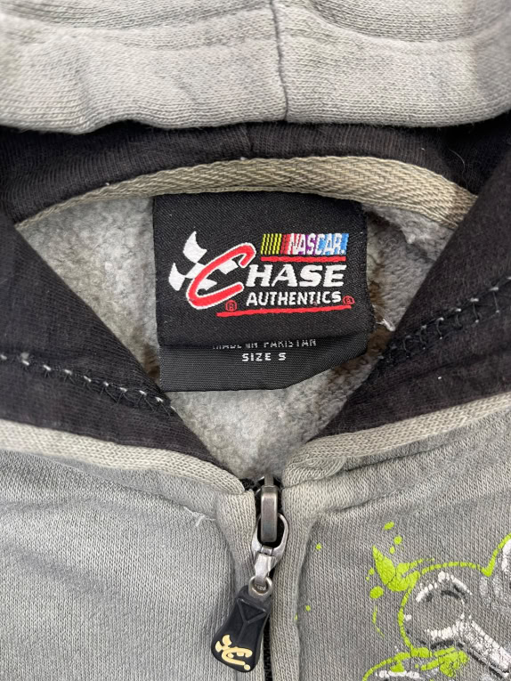 Chase Authentics NASCAR Zip Hoodie Y2K Big Logo Grey Unisex S
