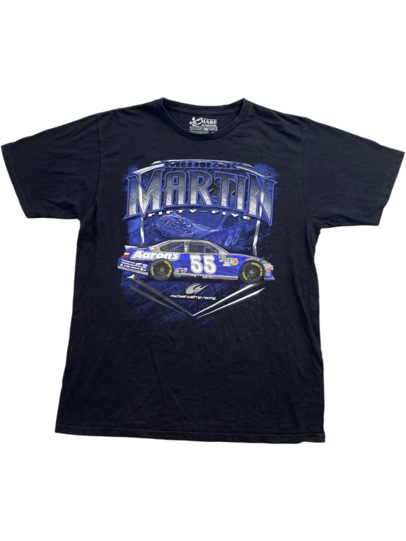 CHASE AUTHENTICS T SHIRT VINTAGE NASCAR MARK MARTIN ΜΑΥΡΟ UNISEX LARGE preowned