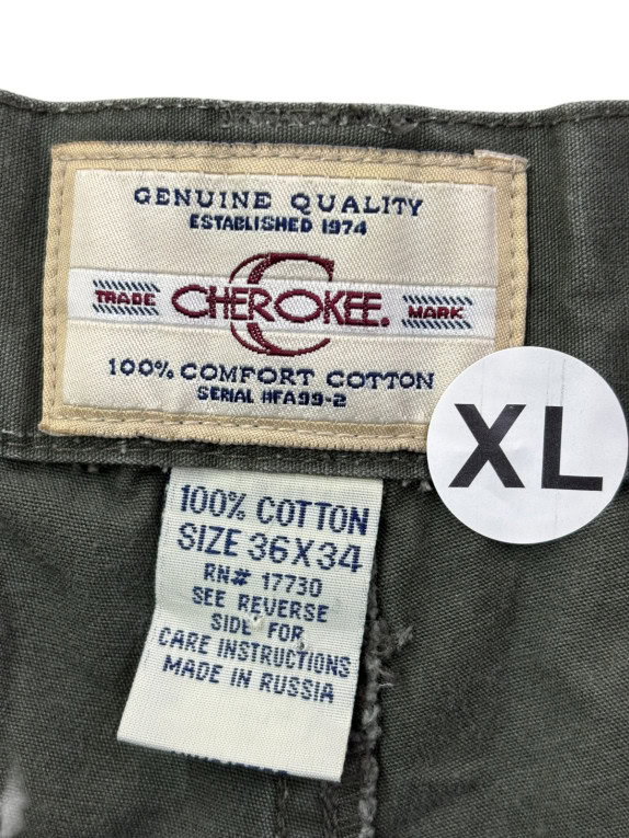 CHEROKEE CARGO PANTS UTILITY OLIVE MENS PRE OWNED XL