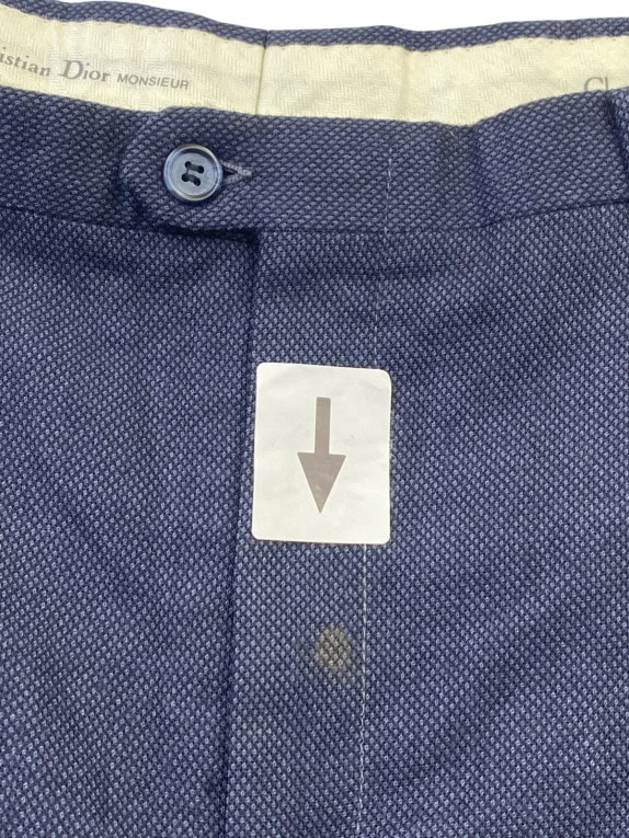 CHRISTIAN DIOR MONSIEUR PLEATED TROUSERS CLASSIC NAVY MENS PRE OWNED L