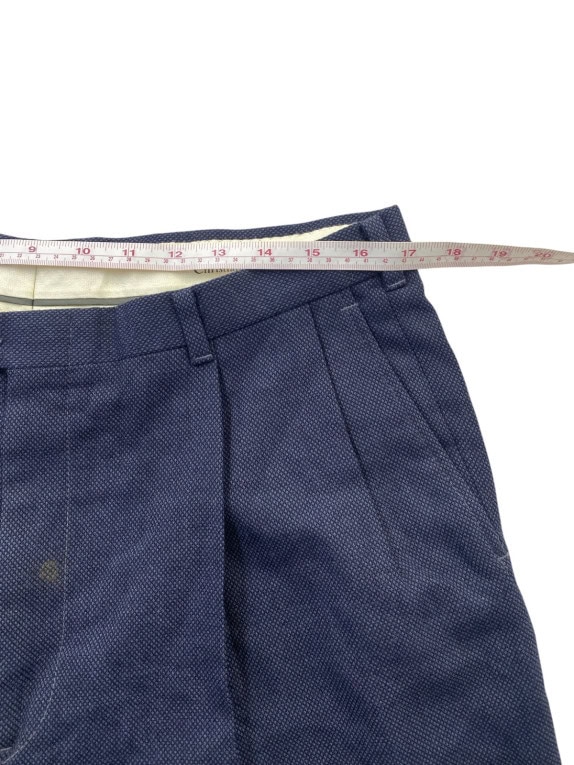 CHRISTIAN DIOR MONSIEUR PLEATED TROUSERS CLASSIC NAVY MENS PRE OWNED L