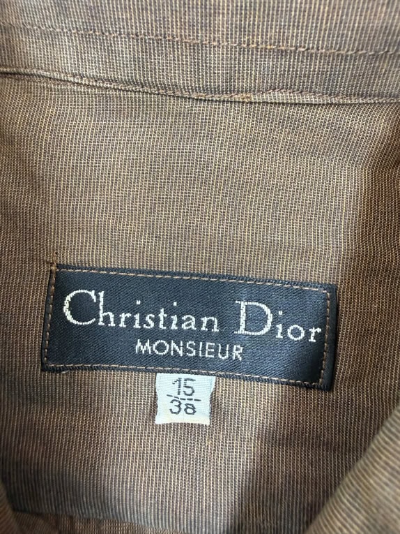 CHRISTIAN DIOR MONSIEUR Πουκάμισο Vintage Μακρυμάνικο Λογότυπο Καφέ Ανδρικό S
