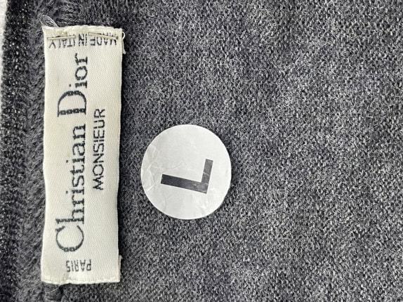 1990S CHRISTIAN DIOR MAGLIONE CON SCOLLO A V MINIMAL GRIGIO UOMO PRE OWNED L