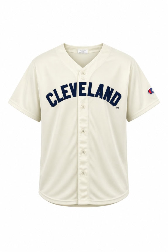CLEVELAND BASEBALL JERSEY SPORTSWEAR CREAM MEN PRE OWNED L