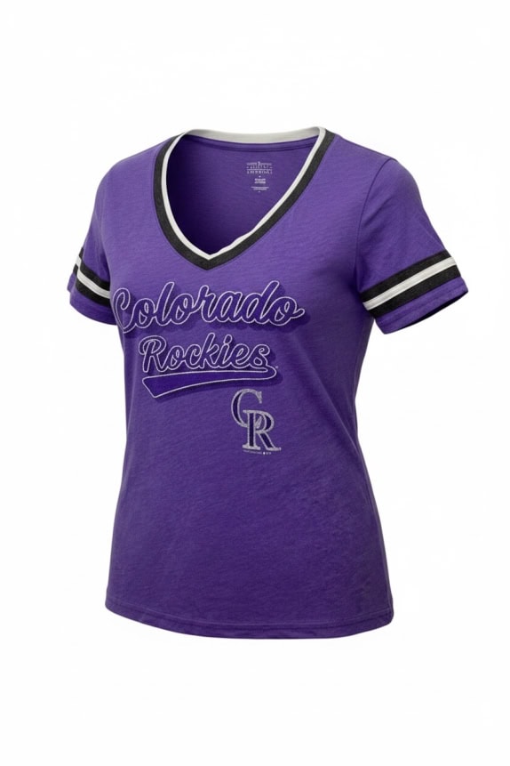 Colorado Rockies Purple V-Neck T-Shirt with Print