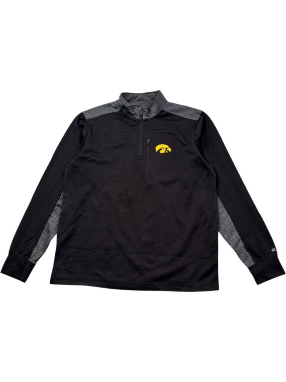 COLOSSEUM QUARTER ZIP PULLOVER COLLEGIATE BLACK CHARCOAL MENS PRE OWNED L
