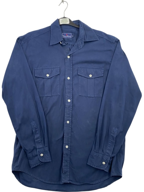 CONTE OF FLORENCE SHIRT VINTAGE DOUBLE POCKET BLUE MEN'S L