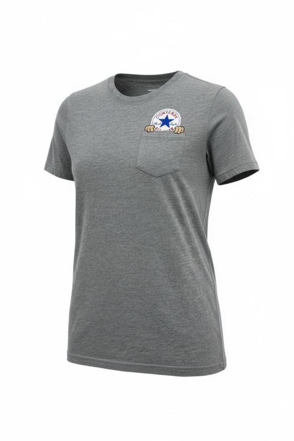 Converse T-Shirt Casual Logo Pocket Γκρι Γυναικείο M