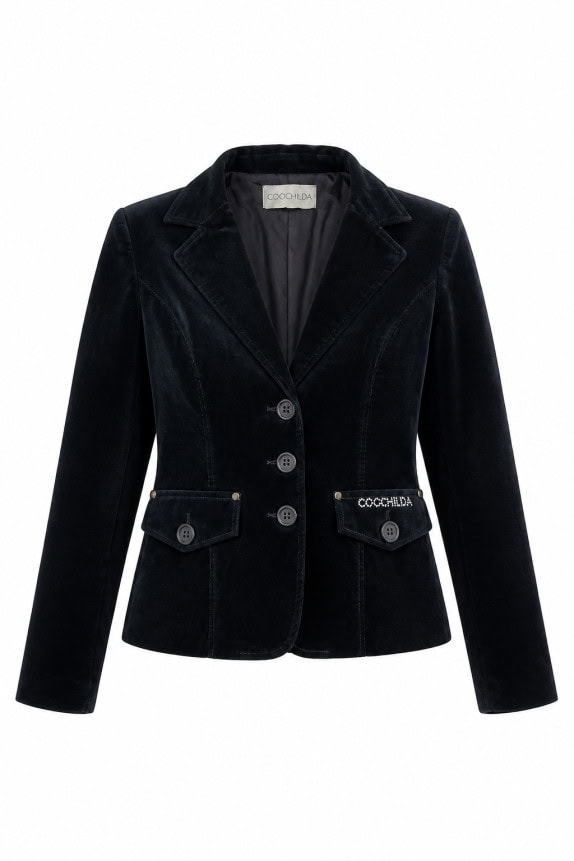 COCONUDA  BLAZER VELVET BLACK WOMEN PRE OWNED S