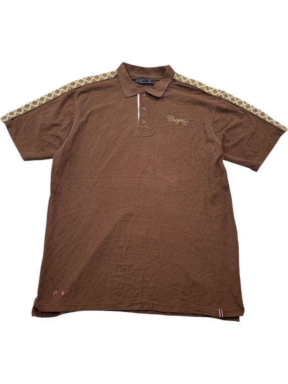 Polo Coogi vintage con logo marrone da uomo XXL