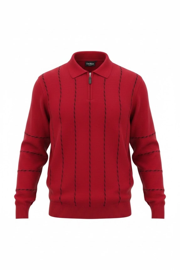 COTS CASUALS KNIT ZIP POLO RETRO RED MENS PRE OWNED M