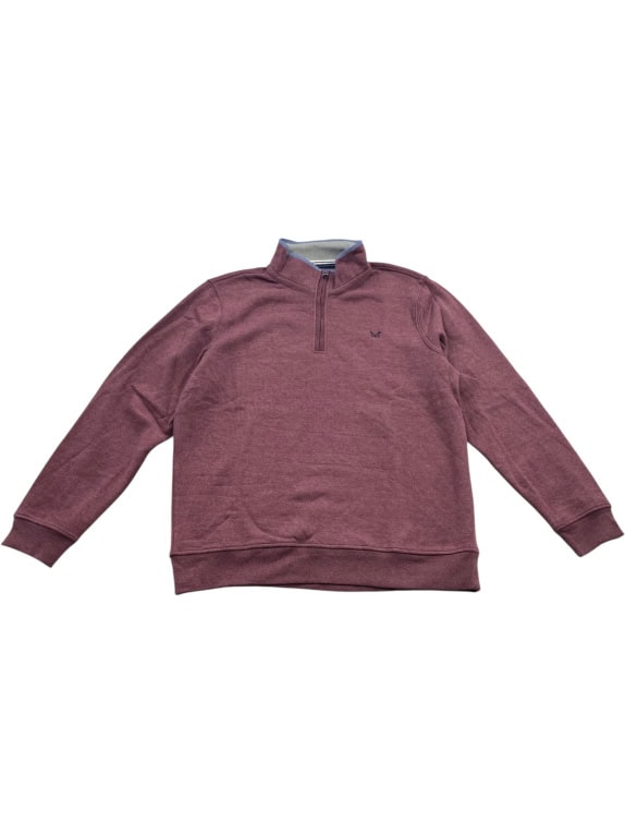 Crew Clothing Company Ανδρικό Φούτερ 1/4 Zip Μπορντό XXL