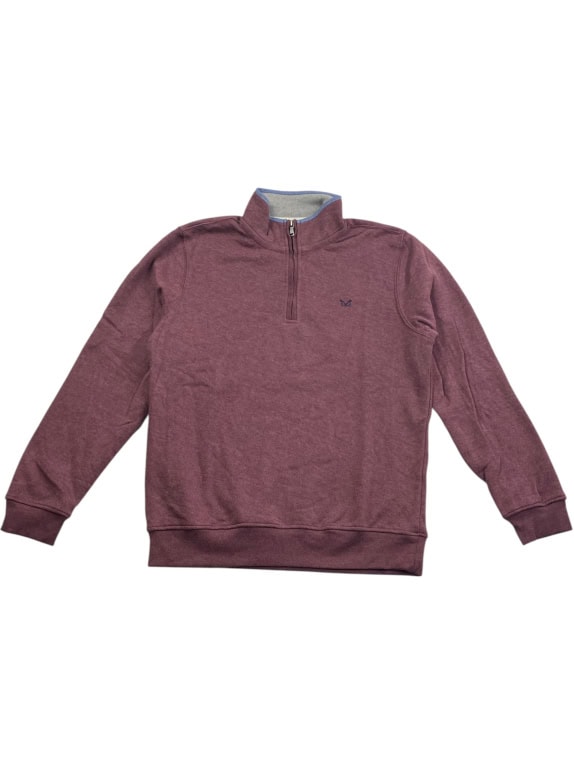 Crew Clothing Company Felpa con zip 1/4 bordeaux da uomo L