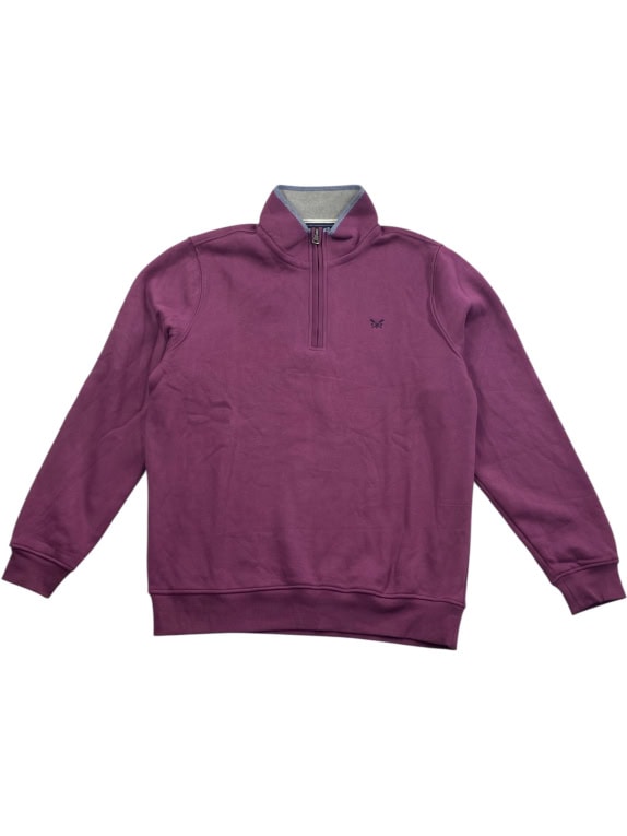 Crew Clothing Company Felpa 1/4 Zip Viola da Uomo L