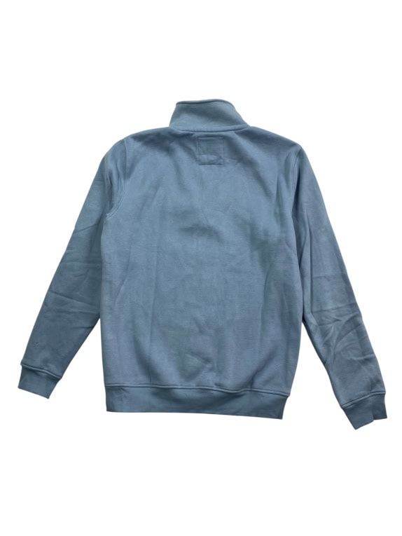 CREW CLOTHING COMPANY Felpa casual con mezza zip e logo azzurra da uomo M