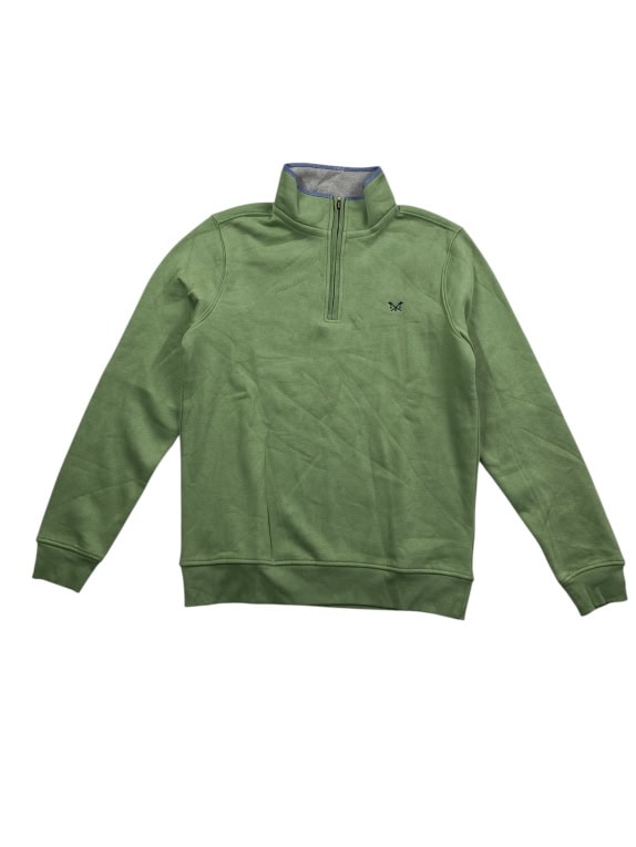CREW CLOTHING COMPANY Felpa casual con mezza zip e logo da uomo verde M