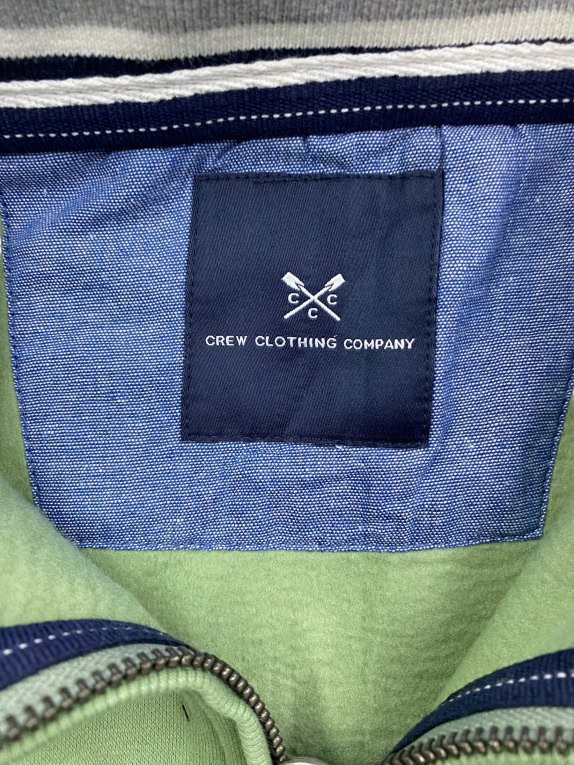 CREW CLOTHING COMPANY Felpa casual con mezza zip e logo da uomo verde M