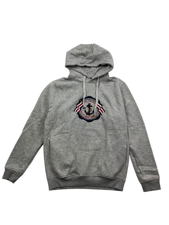 Crew Clothing Company Φούτερ Hoodie Casual Λογότυπο Γκρι Ανδρικό M