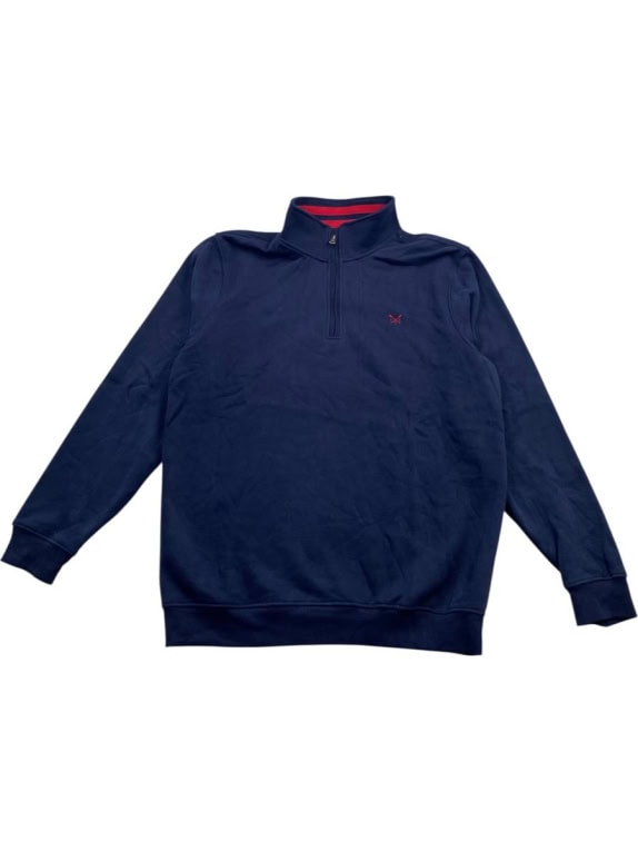 CREW CLOTHING COMPANY 1/4 ZIP SWEATSHIRT CASUAL LOGO NAVY BLUE MEN'S XL