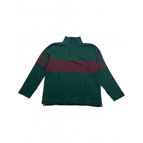 Crew Clothing Company Rugby Polo Shirt Casual Striped Green Burgundy Men’s L