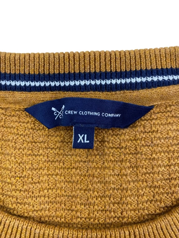 CREW CLOTHING COMPANY Πλεκτό Πουλόβερ Casual Κίτρινο Μουσταρδί Ανδρικό XL