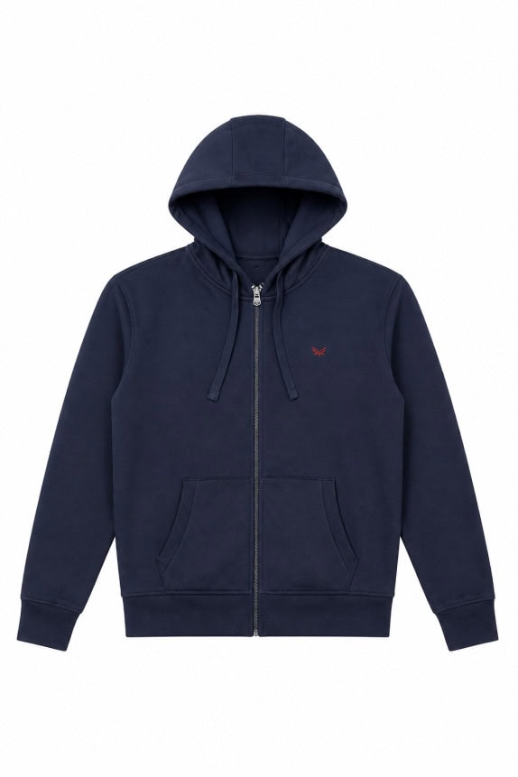 CREW CLOTHING COMPANY ZIP HOODIE MINIMAL NAVY UOMO PRE OWNED M