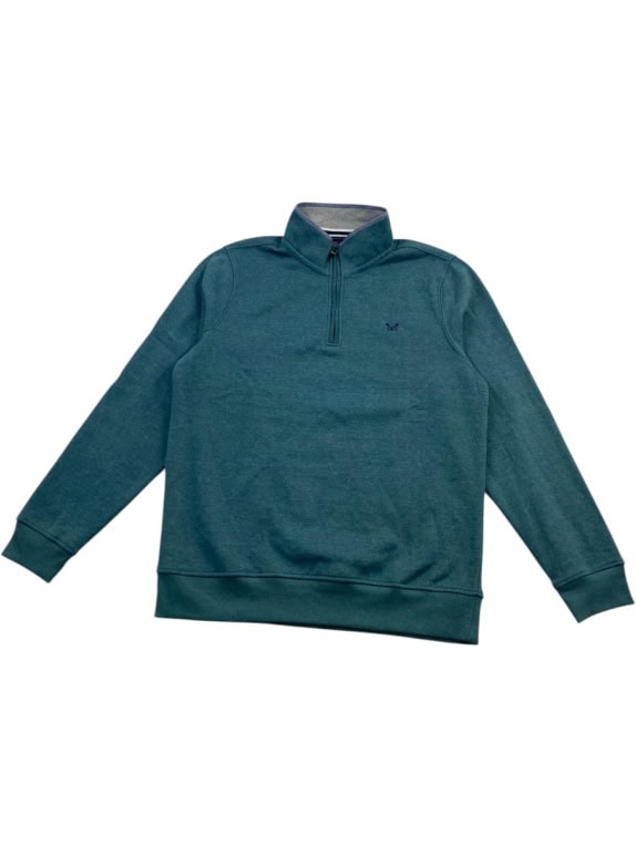 CREW CLOTHING HALF-ZIP SWEATSHIRT CASUAL LOGO GREEN-TEAL MEN'S XL