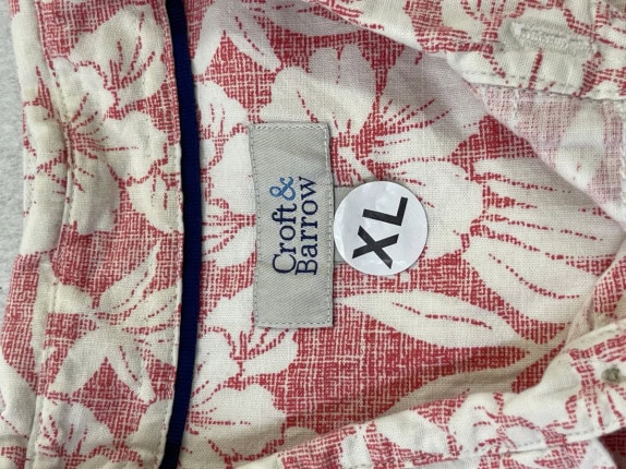 CROFT AND BARROW ΠΟΥΚΑΜΙΣΟ HAWAIIAN PRINT ΡΟΖ ΑΝΤΡΙΚΟ PRE OWNED XL