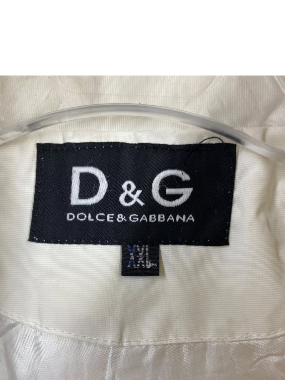 D&G DOLCE & GABBANA VINTAGE BELTED JACKET WHITE WOMEN XXL