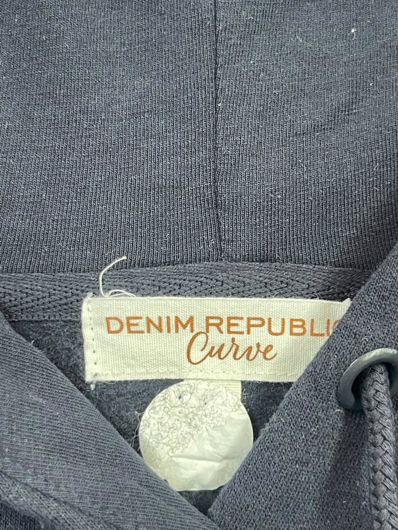 Denim Republic Hoodie Logo Dark Blue Women’s 2XL