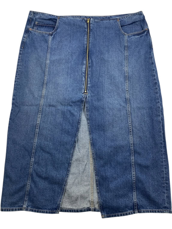 Denim Vintage Midi Φούστα Μπλε Γυναικεία 2XL/4XL