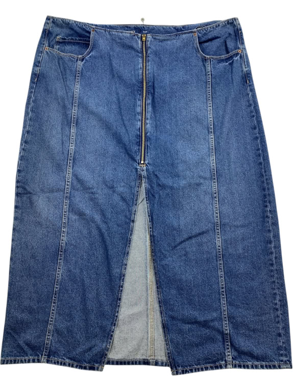 Vintage Denim Midi Skirt Blue Women’s 3XL/4XL