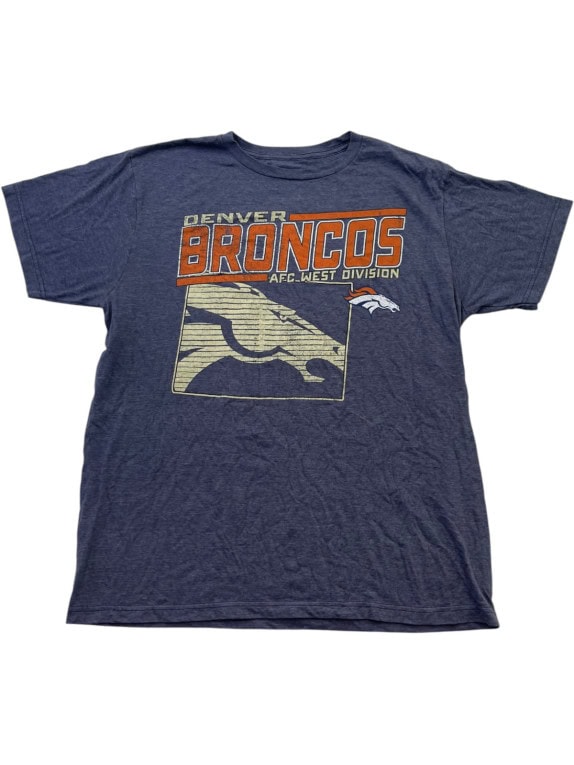 DENVER BRONCOS GRAPHIC TEE RETRO BLUE MEN PRE OWNED L
