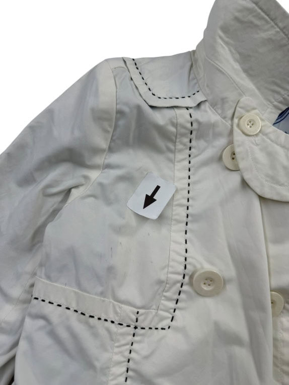 DESIGUAL TRENCH COAT VINTAGE ART GRAPHICS WHITE WOMEN'S S