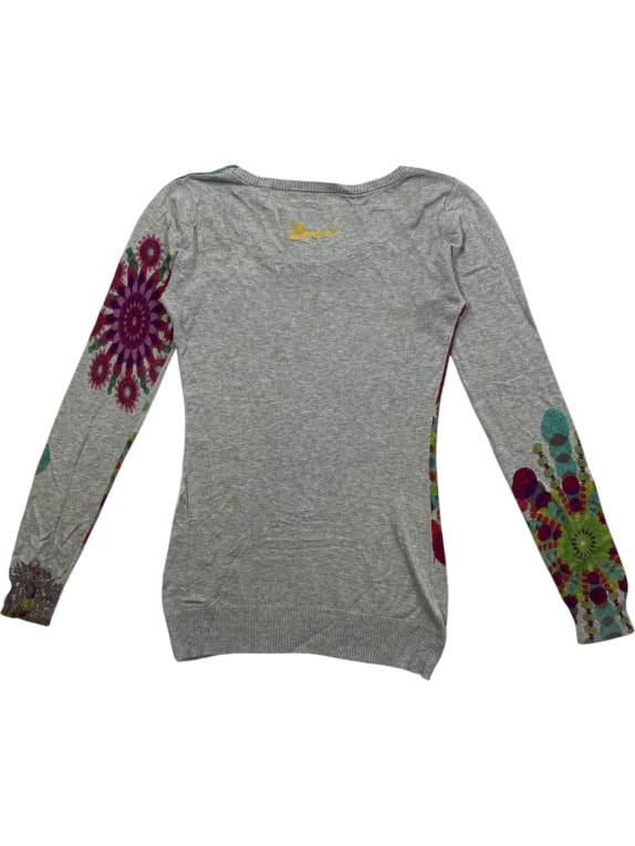 Desigual Knit Sweater Vintage Floral Pattern Multicolor Women's S