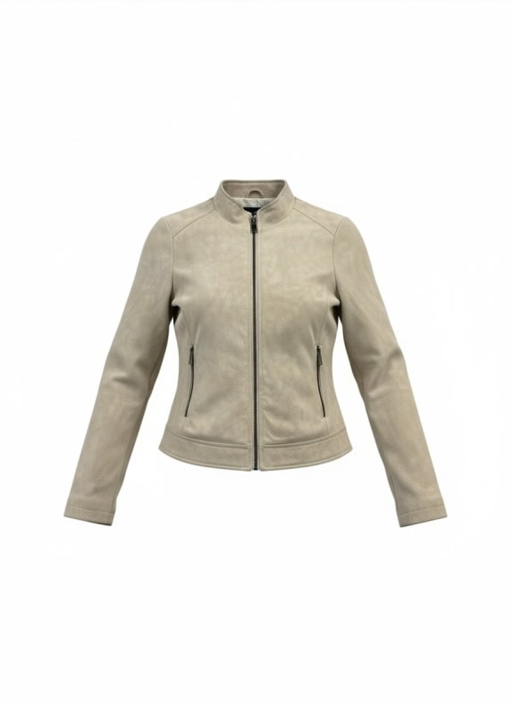 DESIGUAL SUEDE LOOK BIKER JACKET BEIGE WOMEN'S S