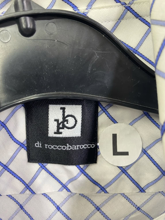 DI ROCCOBAROCCO ΠΟΥΚΑΜΙΣΟ CASUAL ΚΑΡΩ ΜΕ LOGO ΛΕΥΚΟ/ΜΠΛΕ ΑΝΔΡΙΚΟ L