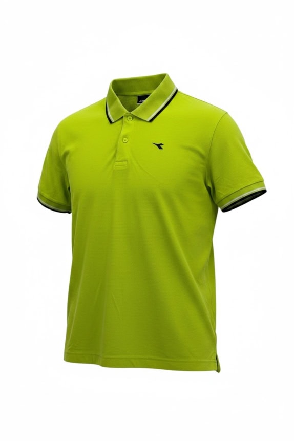 DIADORA Polo Casual con Piccolo Logo Verde Lime da Uomo M