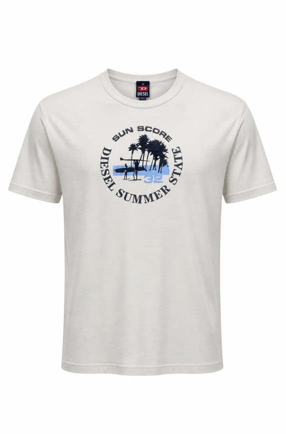 DIESEL GRAPHIC TEE MINIMAL OFF WHITE UNISEX PRE OWNED